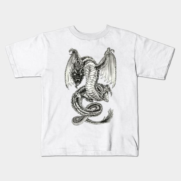 Black Dragon Kids T-Shirt by AyotaIllustration